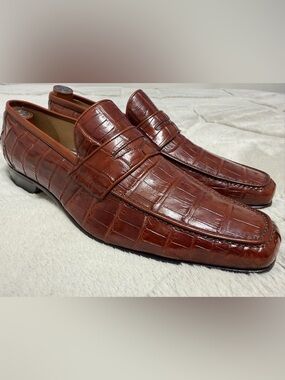 Like NEW! $1,800 Caporicci Genuine Alligator Crocodile Brown Shoes Loafers 11